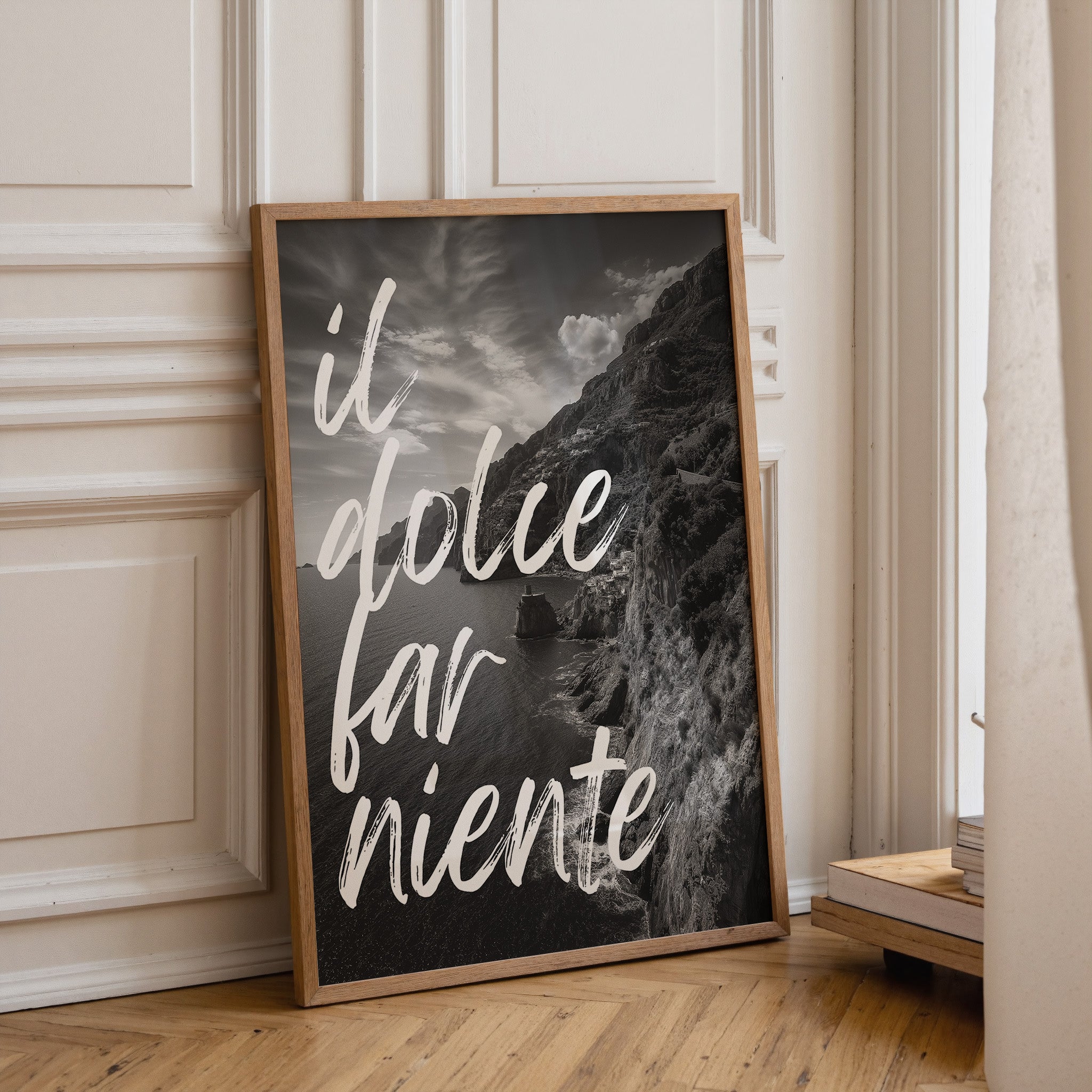 Il Dolce far Niente Black and White Italian Coastal Landscape Wall Art