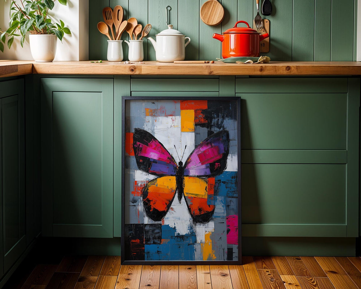 Abstract Butterfly Wall Art, Modern Colourful Butterfly Print, Contemporary Statement Wall Décor by The Wall Art Studio -...