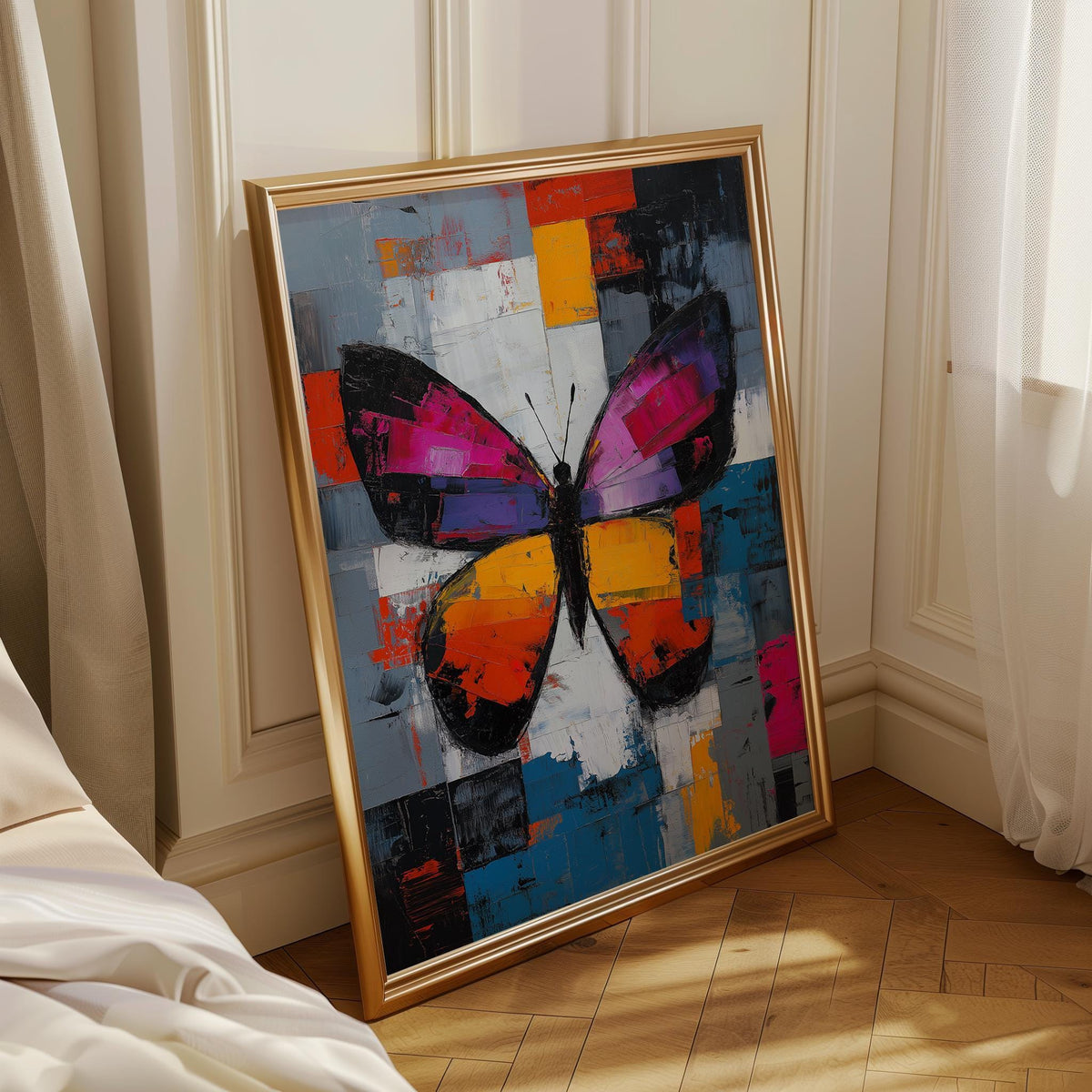 Abstract Butterfly Wall Art, Modern Colourful Butterfly Print, Contemporary Statement Wall Décor by The Wall Art Studio -...
