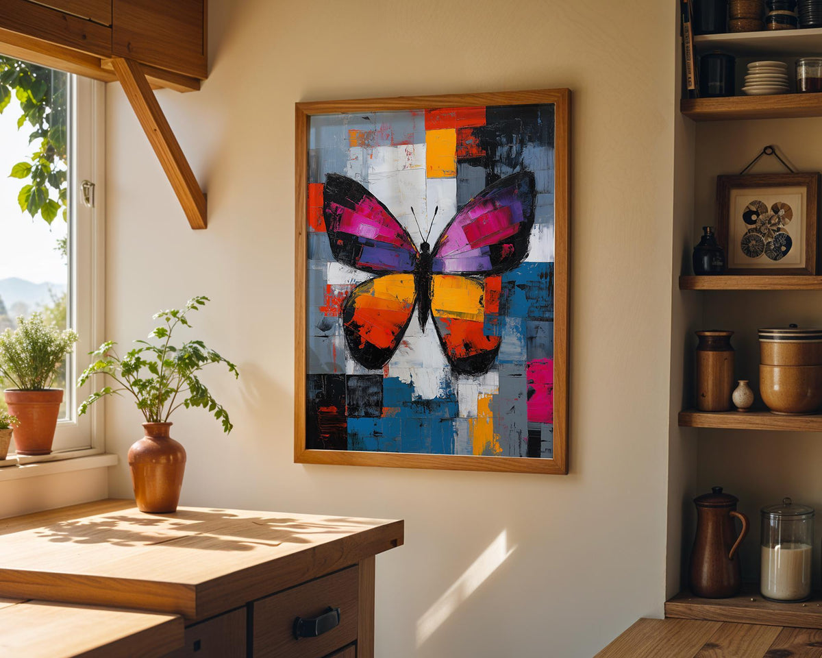 Abstract Butterfly Wall Art, Modern Colourful Butterfly Print, Contemporary Statement Wall Décor by The Wall Art Studio -...