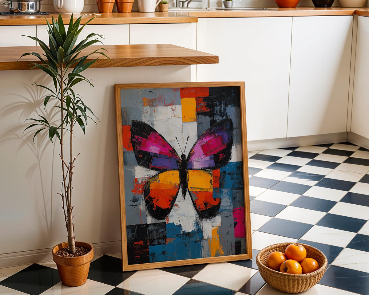 Abstract Butterfly Wall Art, Modern Colourful Butterfly Print, Contemporary Statement Wall Décor by The Wall Art Studio -...