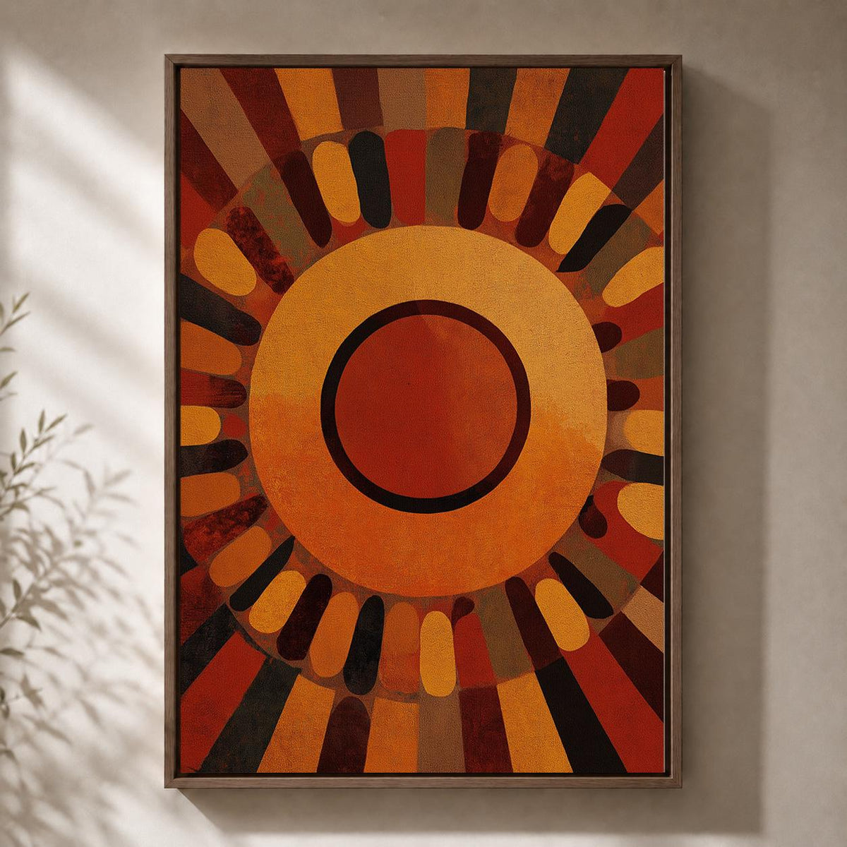 Abstract Geometric Framed Canvas, Art Deco Wall Art, Modern Neutral Canvas, Black Rust Geometric Print, Contemporary Decor...