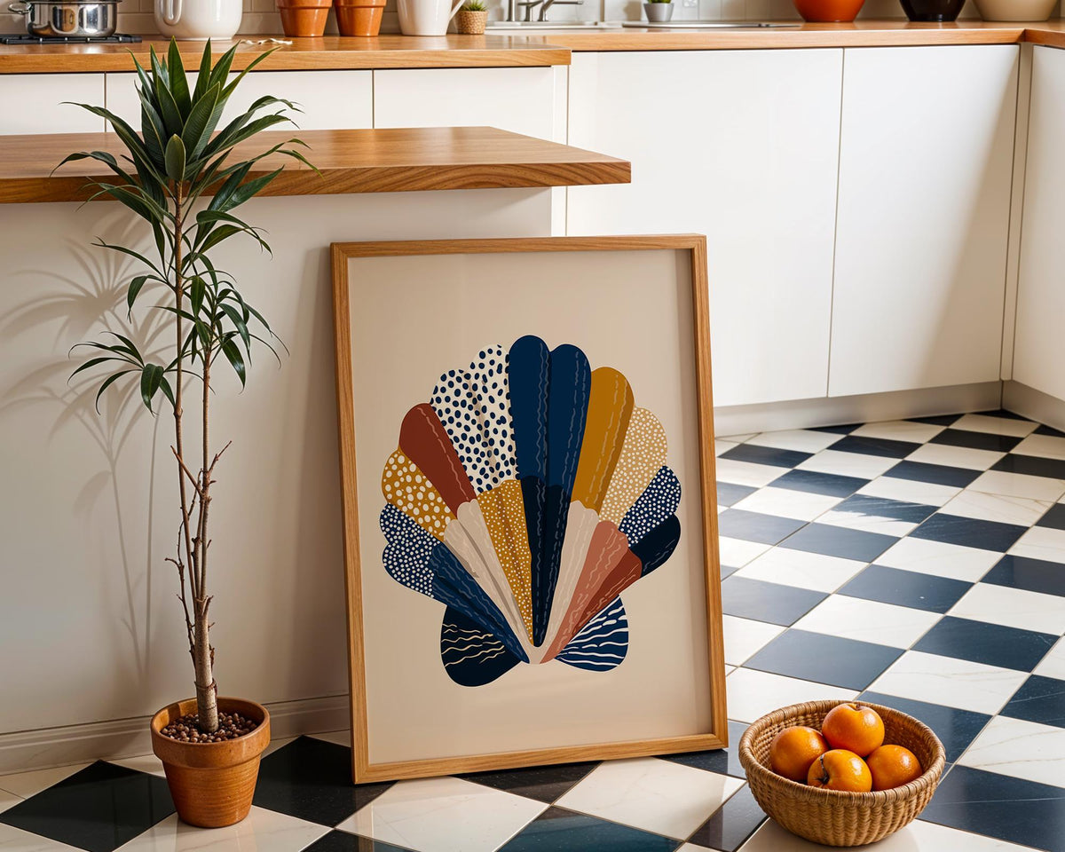 Abstract Seashell Print, Coastal Boho Wall Art, Modern Beach House Decor by The Wall Art Studio - physical