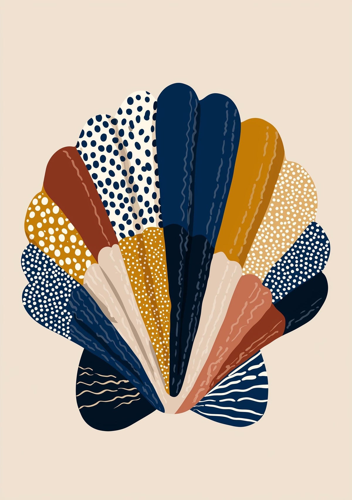Abstract Seashell Print, Coastal Boho Wall Art, Modern Beach House Decor by The Wall Art Studio - physical