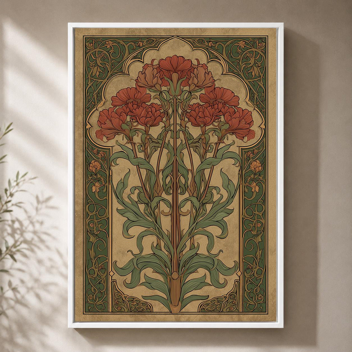 Art Nouveau Floral Framed Canvas Art, William Morris Style Botanical Print, Framed Wall Decor by The Wall Art Studio - phy...