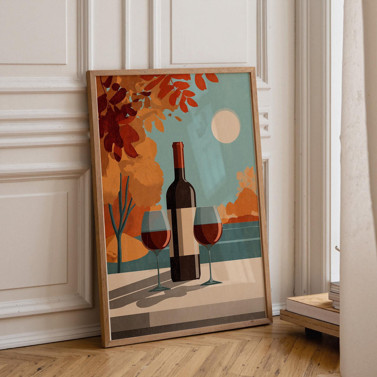 Autumn Wine Bottle Print | Rustic Fall Floral Kitchen Wall Art Poster | Autumn Wall Art Print | Fall Art | Kitchen Wall Ar...