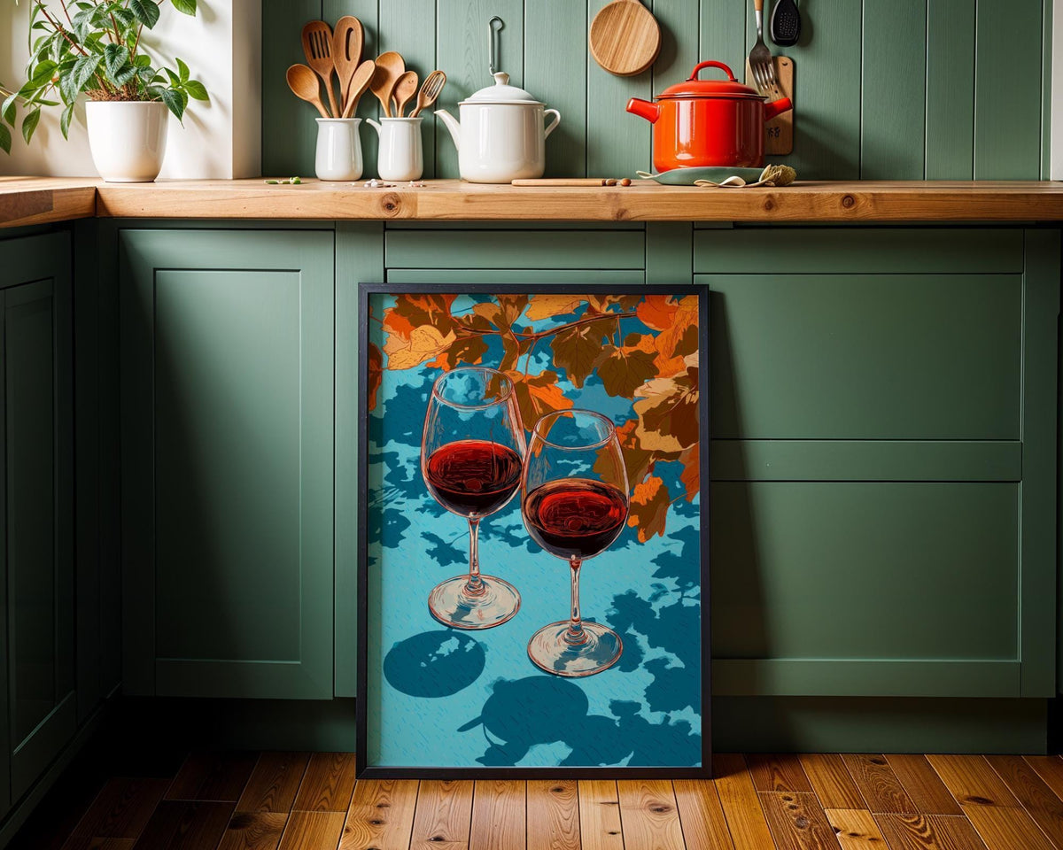 Autumn Wine Bottle Print | Rustic Fall Floral Kitchen Wall Art Poster | Autumn Wall Art Print | Fall Art | Kitchen Wall Ar...