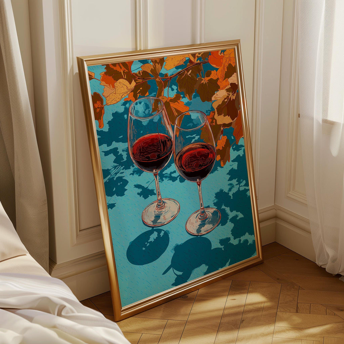 Autumn Wine Bottle Print | Rustic Fall Floral Kitchen Wall Art Poster | Autumn Wall Art Print | Fall Art | Kitchen Wall Ar...