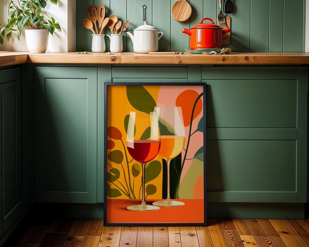 Autumn Wine Bottle Print | Rustic Fall Floral Kitchen Wall Art Poster | Autumn Wall Art Print | Fall Art | Kitchen Wall Ar...