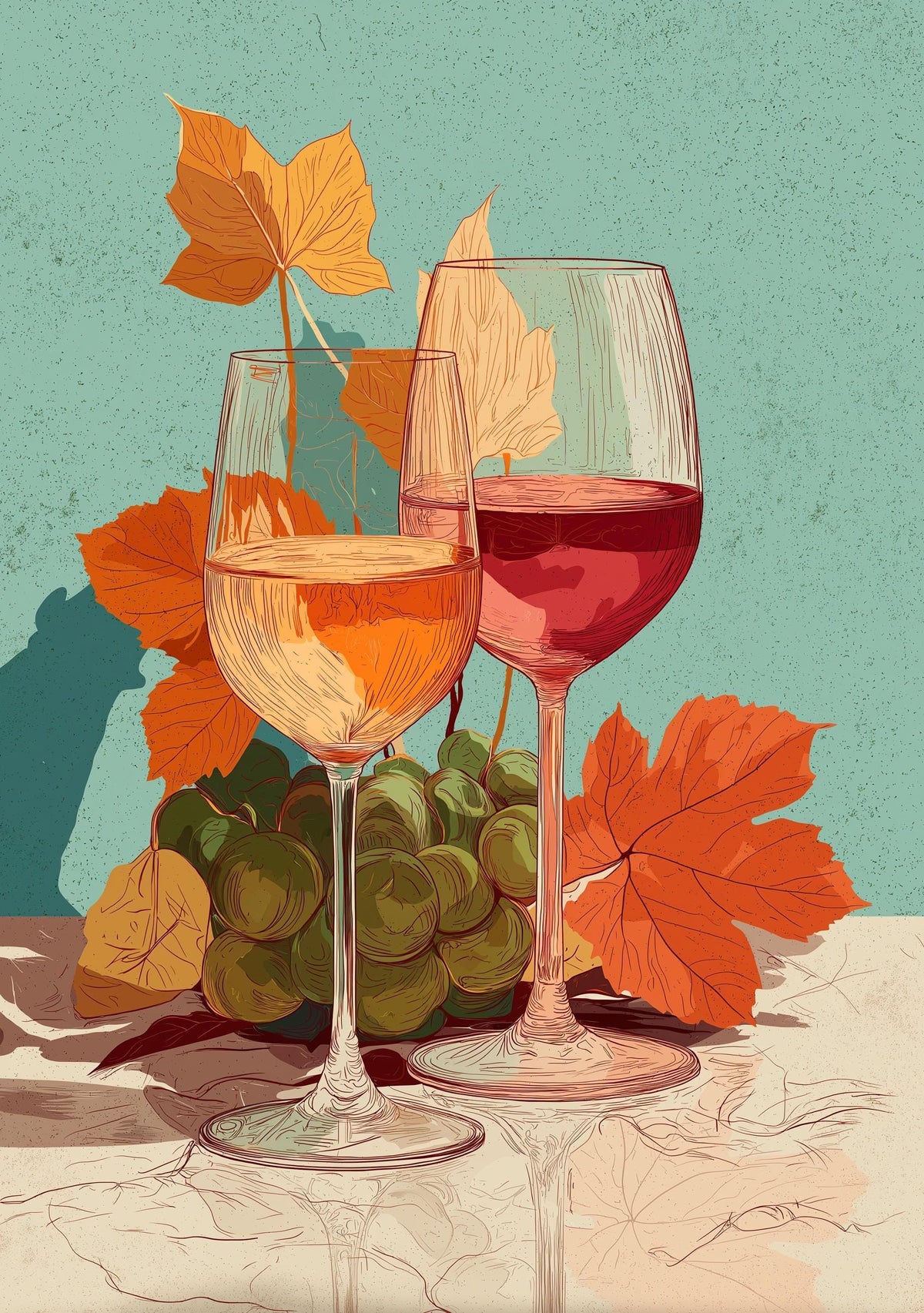 Autumn Wine Bottle Print | Rustic Fall Floral Kitchen Wall Art Poster | Autumn Wall Art Print | Fall Art | Kitchen Wall Ar...