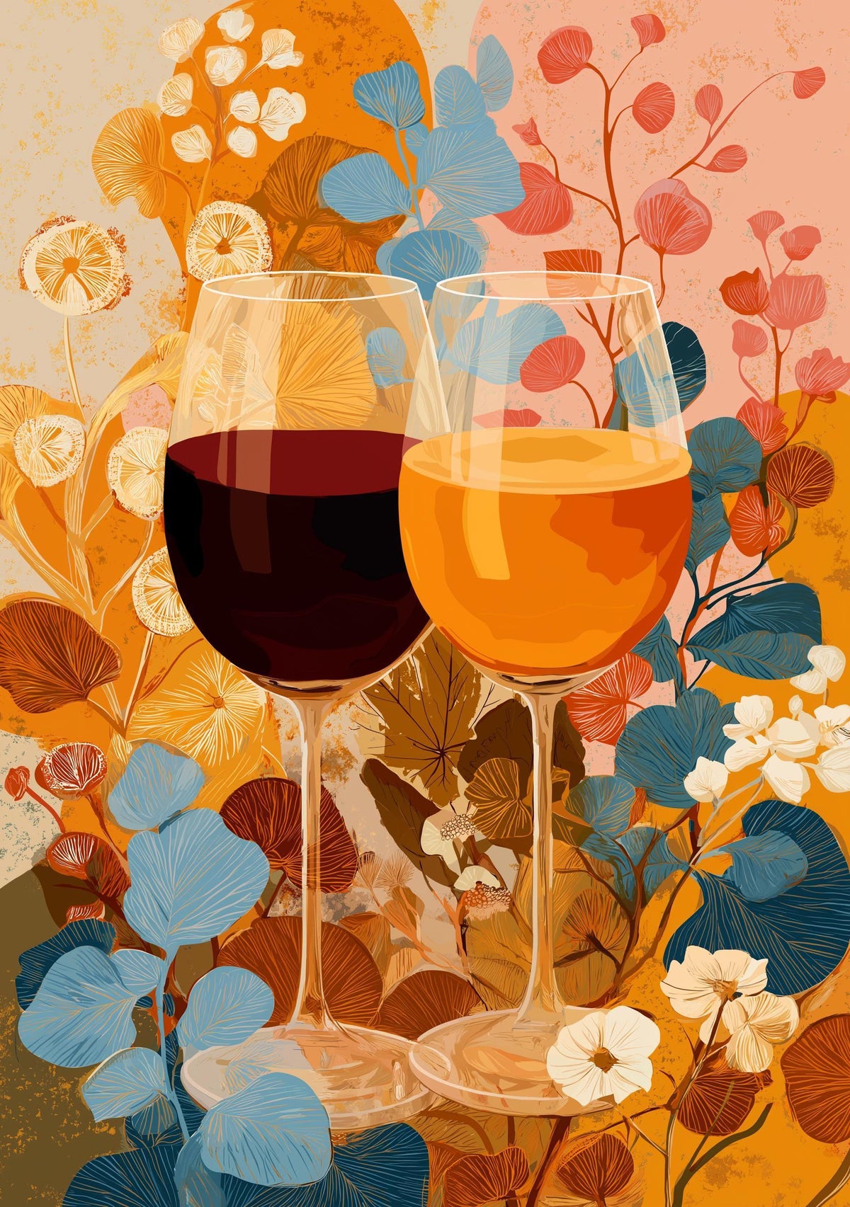 Autumn Wine Bottle Print | Rustic Fall Floral Kitchen Wall Art Poster | Autumn Wall Art Print | Fall Art | Kitchen Wall Ar...