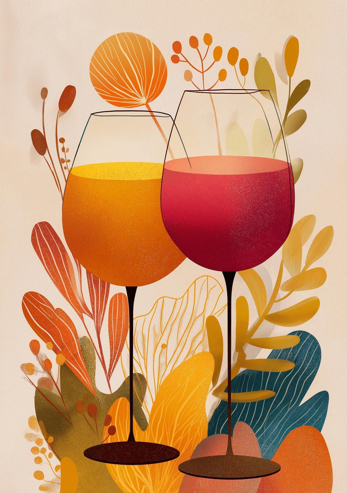 Autumn Wine Bottle Print | Rustic Fall Floral Kitchen Wall Art Poster | Autumn Wall Art Print | Fall Art | Kitchen Wall Ar...