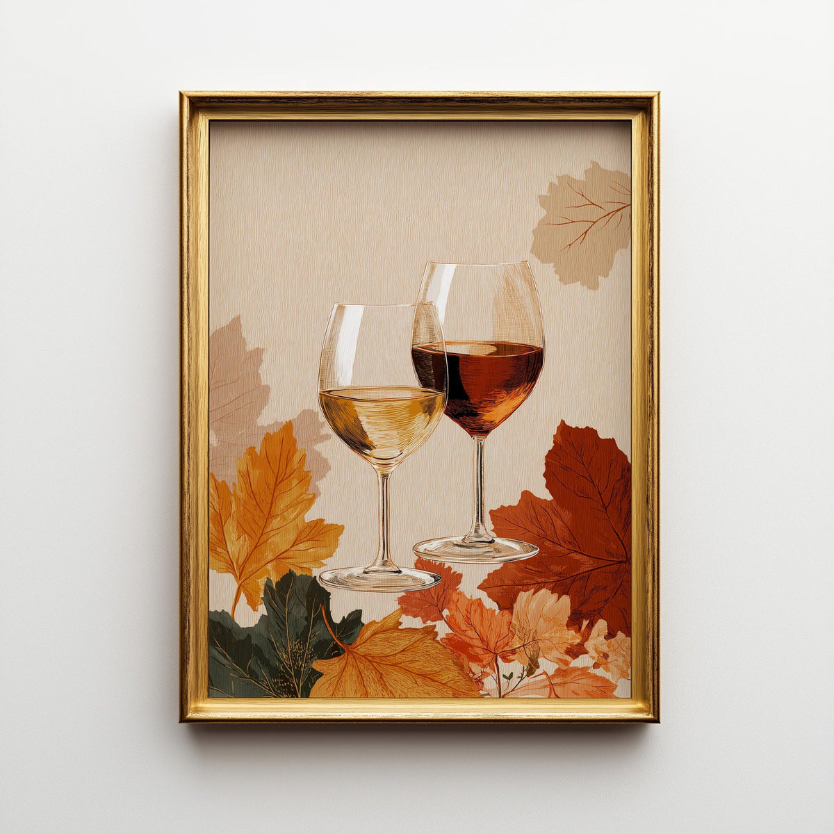Autumn Wine Bottle Print | Rustic Fall Floral Kitchen Wall Art Poster | Autumn Wall Art Print | Fall Art | Kitchen Wall Ar...