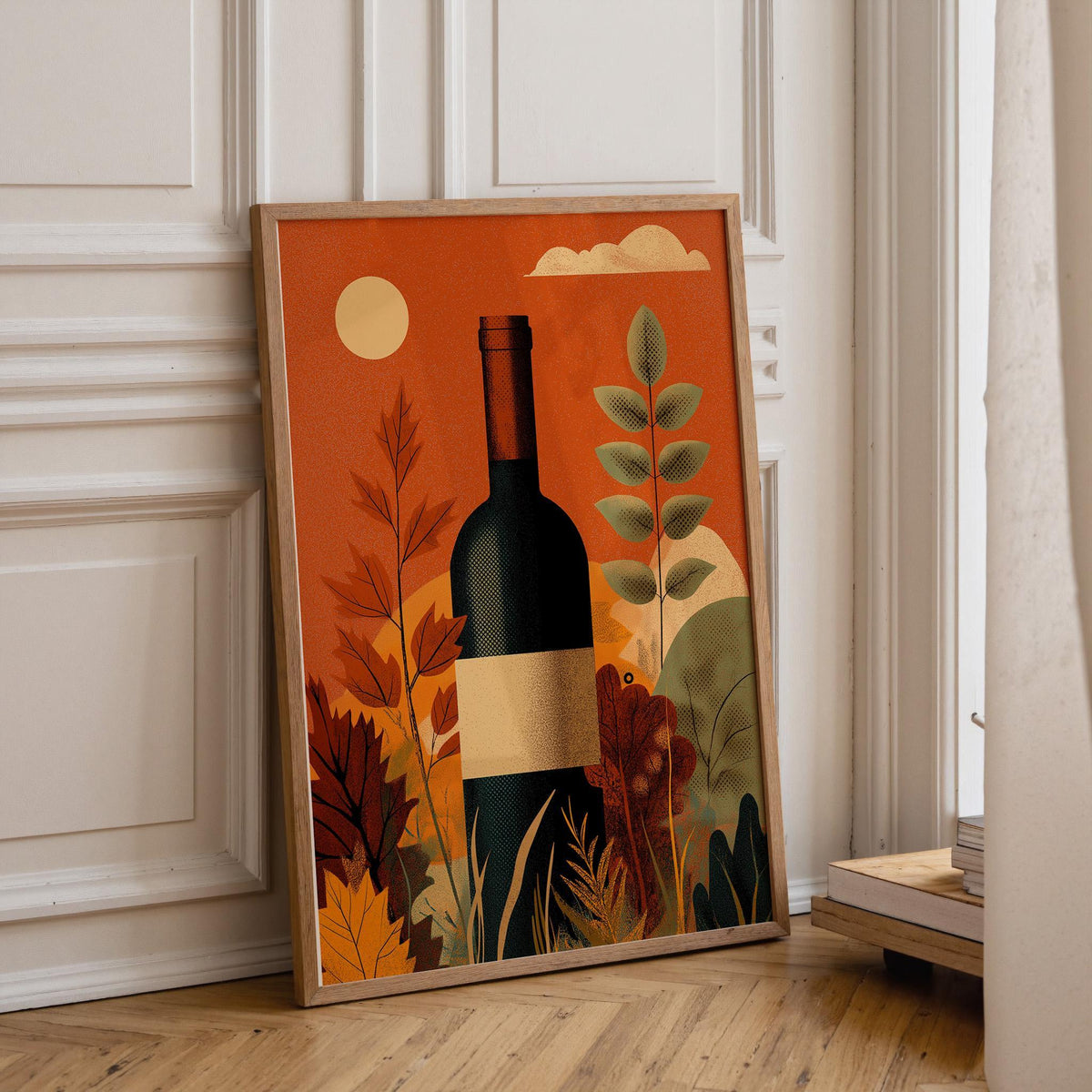 Autumn Wine Bottle Print | Rustic Fall Floral Kitchen Wall Art Poster | Autumn Wall Art Print | Fall Art | Kitchen Wall Ar...
