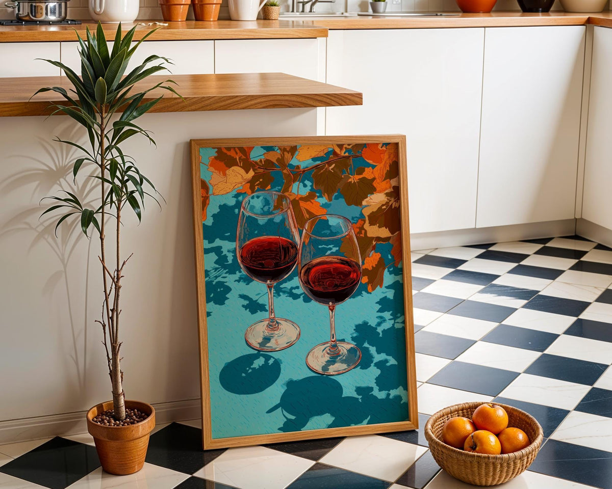 Autumn Wine Bottle Print | Rustic Fall Floral Kitchen Wall Art Poster | Autumn Wall Art Print | Fall Art | Kitchen Wall Ar...