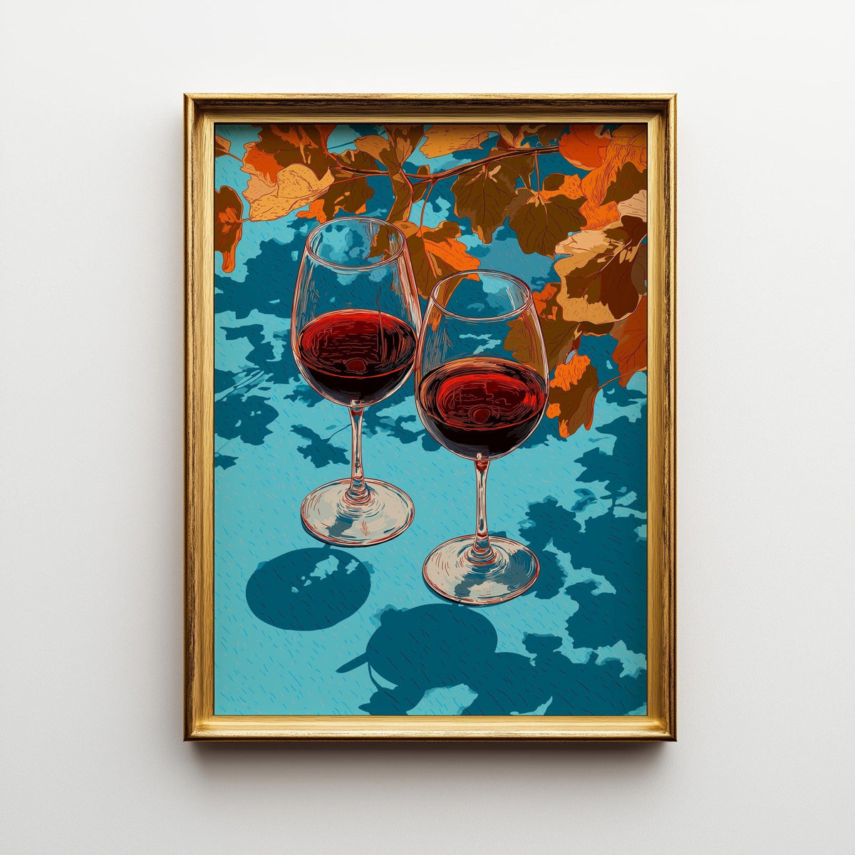 Autumn Wine Bottle Print | Rustic Fall Floral Kitchen Wall Art Poster | Autumn Wall Art Print | Fall Art | Kitchen Wall Ar...