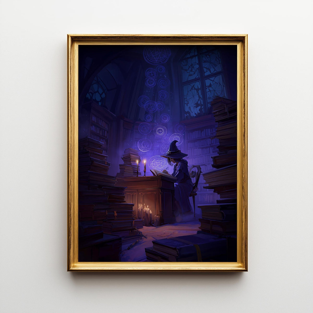 Dark Academia Witch Wall Art, Magical Library Print, Wizard Study Poster, Fantasy Book Room Décor, Gothic Academia Art, Wi...