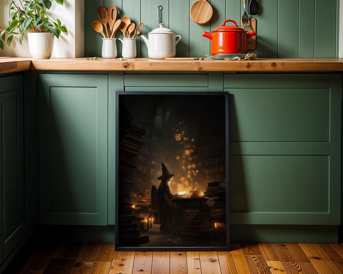 Dark Academia Witch Wall Art, Magical Library Print, Wizard Study Poster, Fantasy Book Room Décor, Gothic Academia Art, Wi...