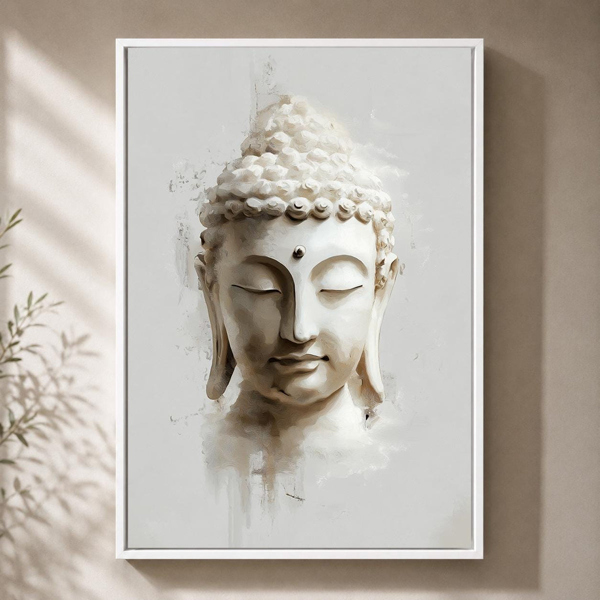 Framed Buddha Framed Canvas Wall Art, Minimal Neutral Zen Artwork, Modern Meditation Spiritual Canvas Decor by The Wall Ar...