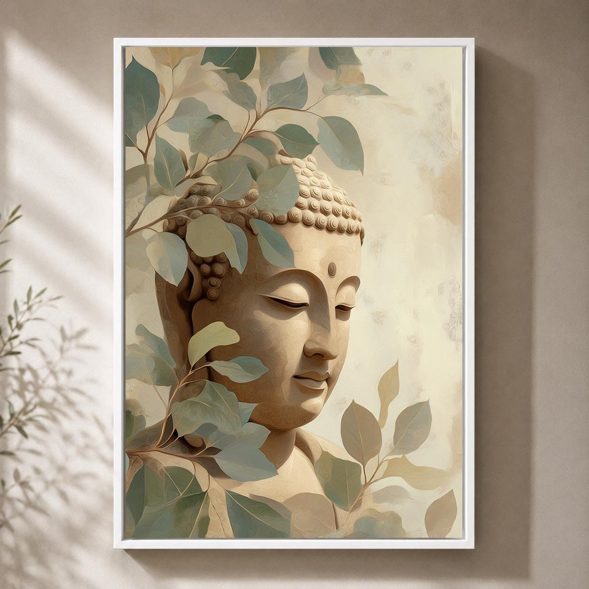 Framed Buddha Framed Canvas Wall Art, Neutral Zen Meditation Artwork, Japandi Spiritual Botanical Canvas Decor by The Wall...