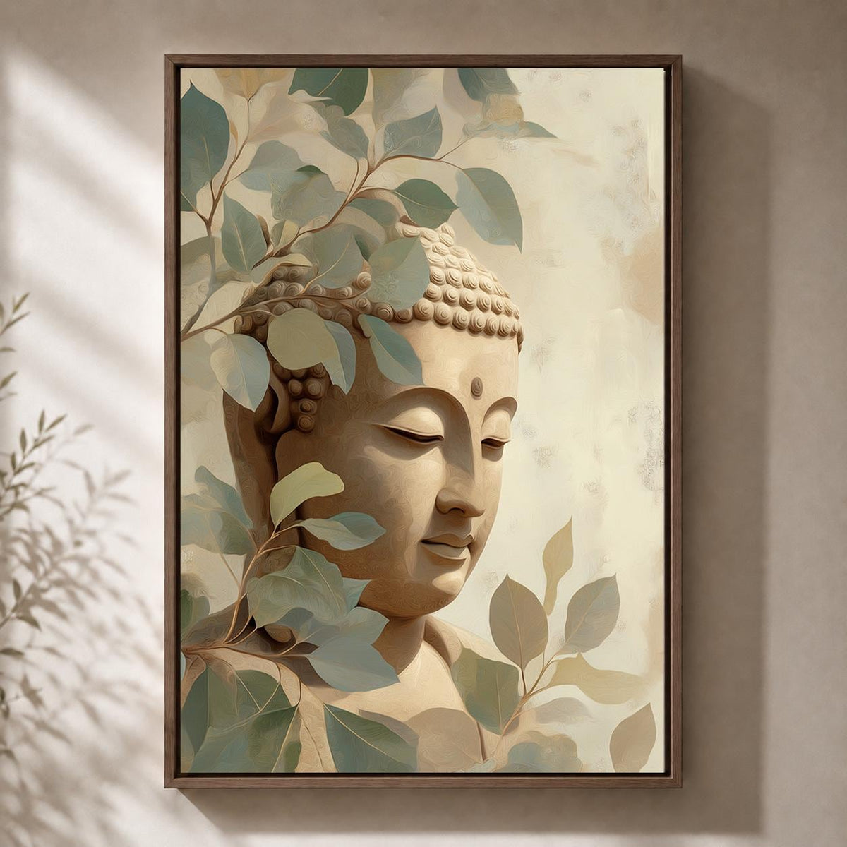 Framed Buddha Framed Canvas Wall Art, Neutral Zen Meditation Artwork, Japandi Spiritual Botanical Canvas Decor by The Wall...