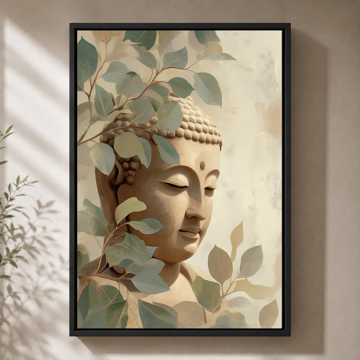 Framed Buddha Framed Canvas Wall Art, Neutral Zen Meditation Artwork, Japandi Spiritual Botanical Canvas Decor by The Wall...