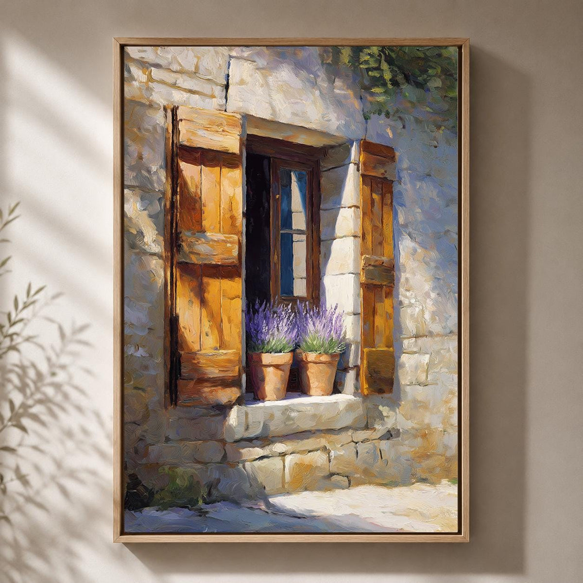 French Country Window Lavender /framed Canvas Art, Rustic Provence Farmhouse Wall Decor by The Wall Art Studio - physical