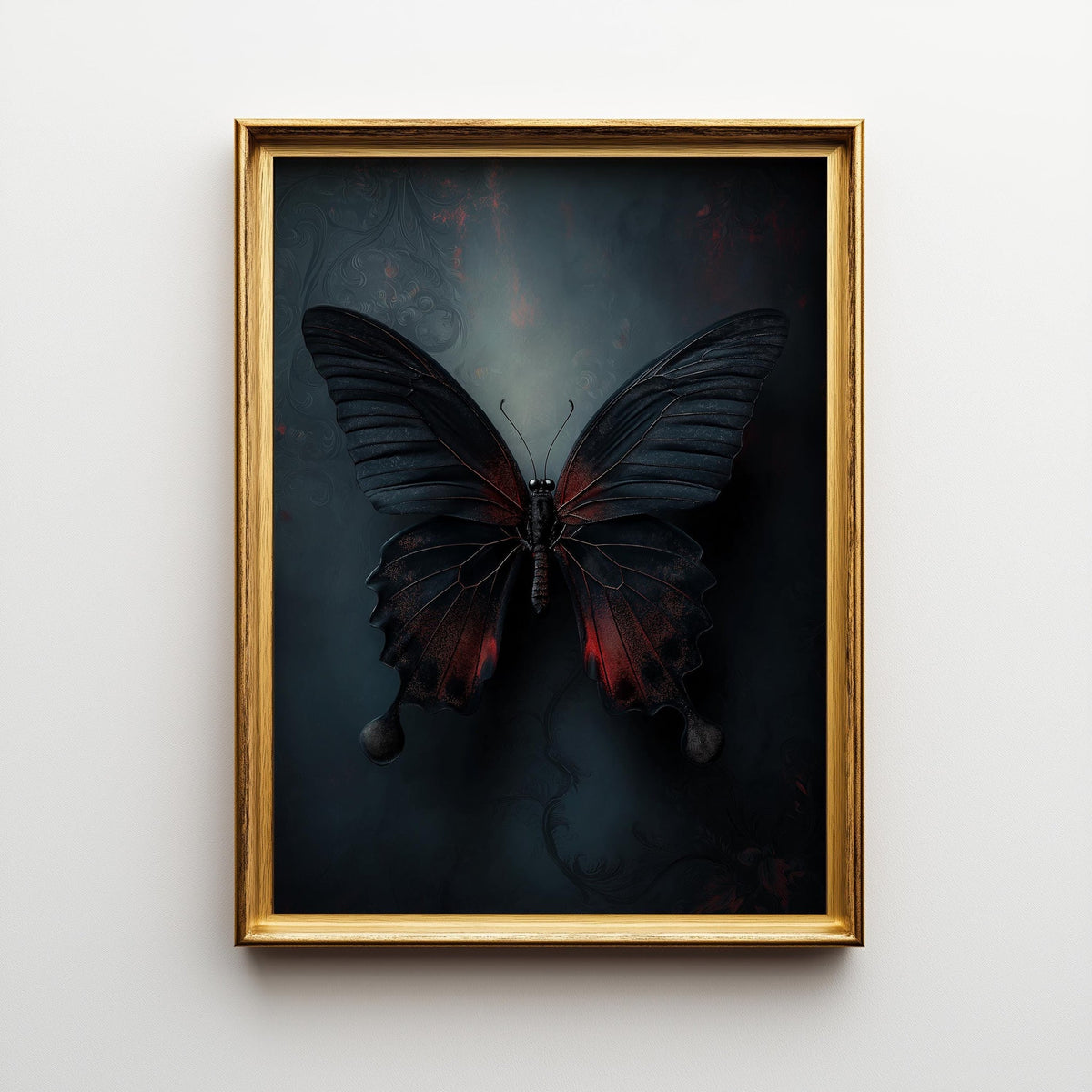Gothic Butterfly Wall Art, Dark Academia Butterfly Print, Black and Red Butterfly Décor by The Wall Art Studio - physical