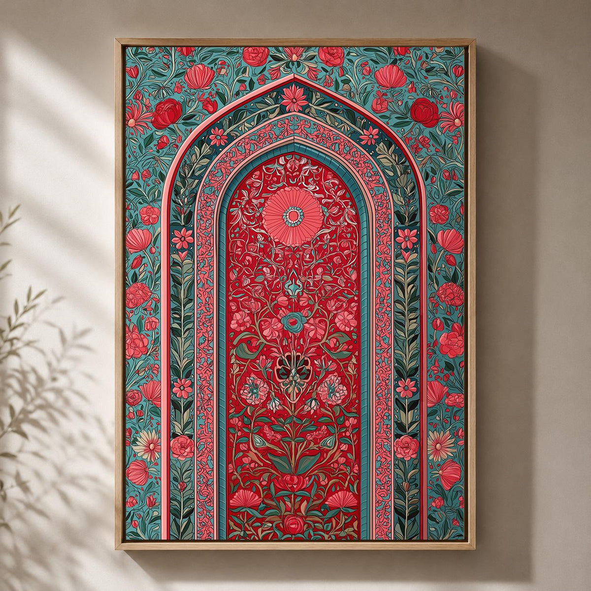 Gothic Folk Floral Arch Framed Canvas Art, Maximalist Botanical Moody Vintage Decor by The Wall Art Studio - physical