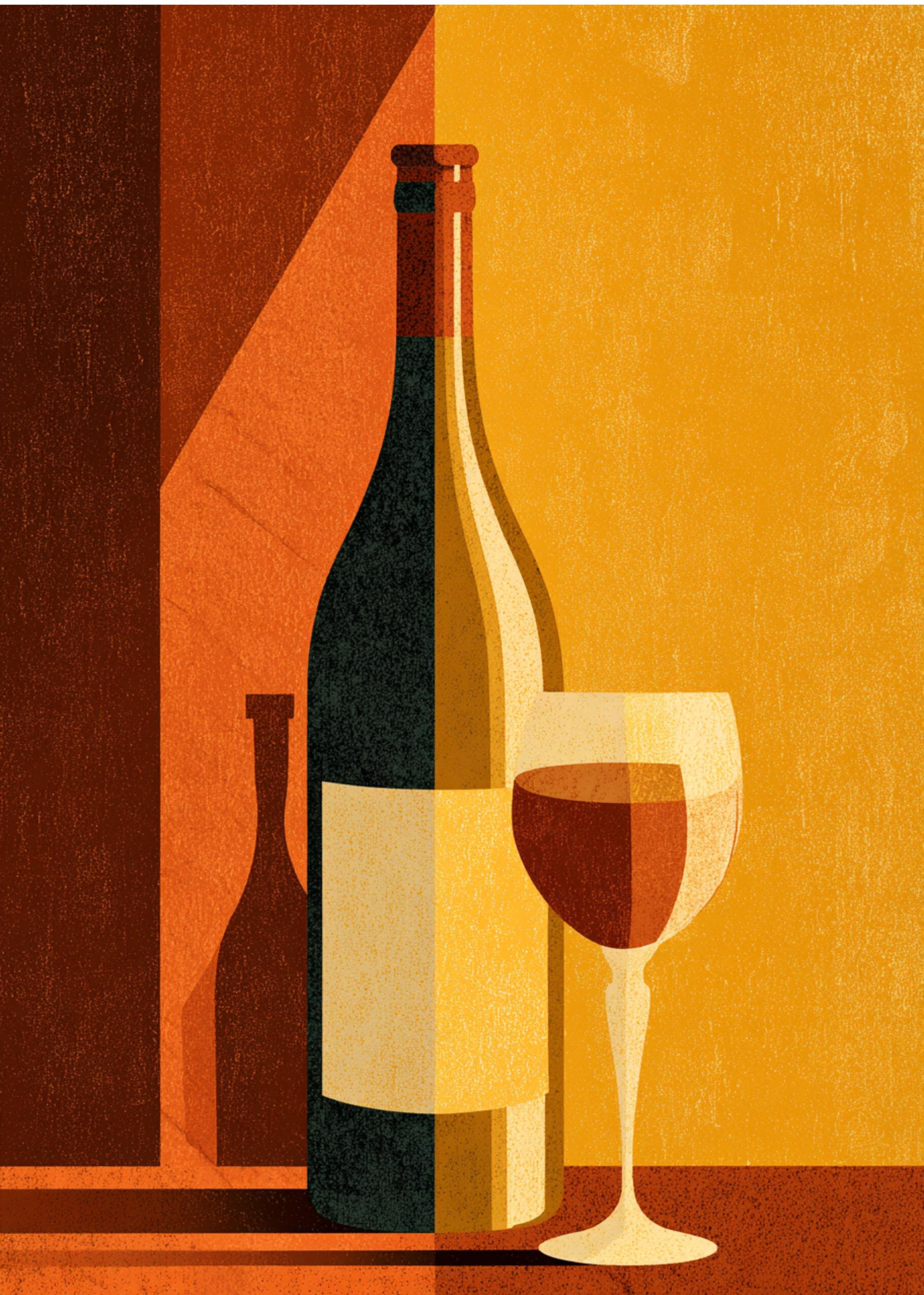 Vintage Retro Mid Century Modern Wine Wall Art 3