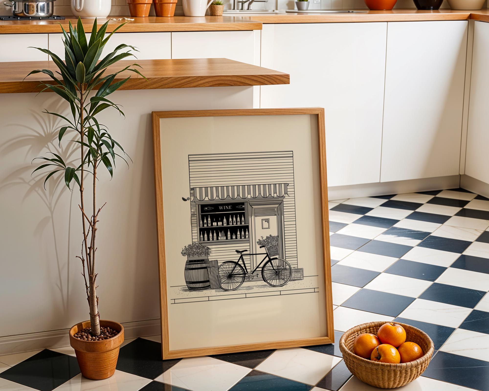 Black and White Vintage French Wine Shop Art Print 3
