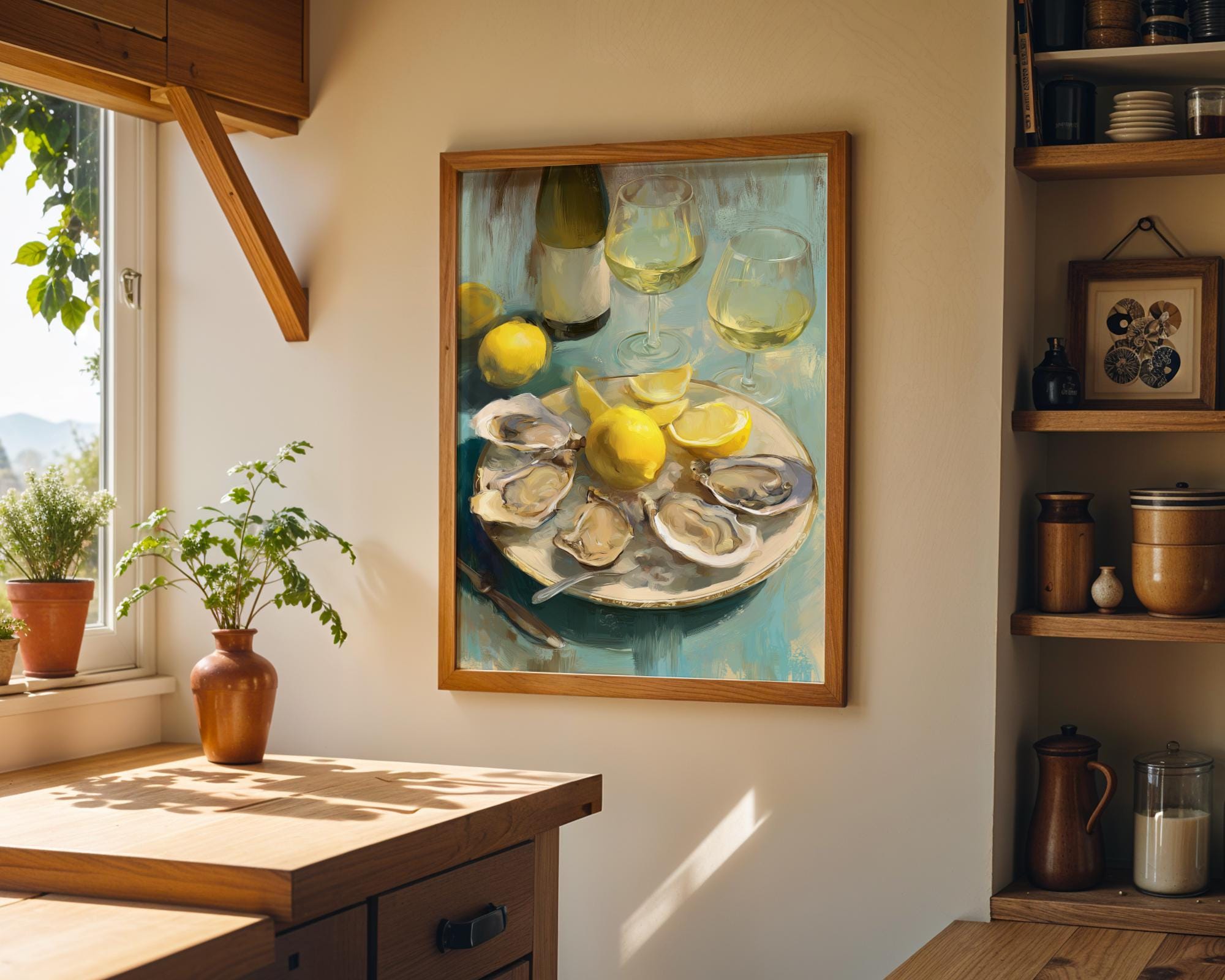 Oysters & White Wine, Lemon and Seafood Still Life 3