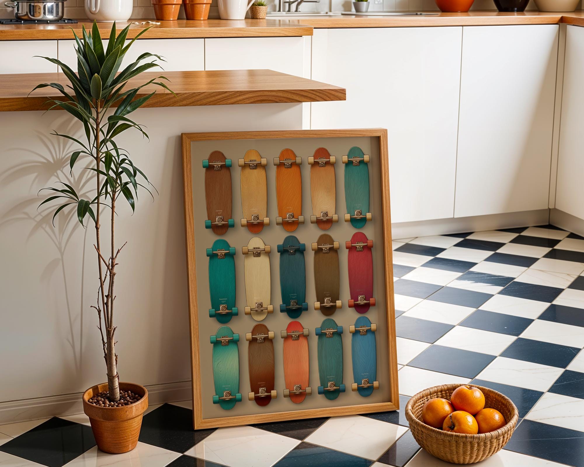 Vintage Mid Century Modern Skateboard Wall Art 2