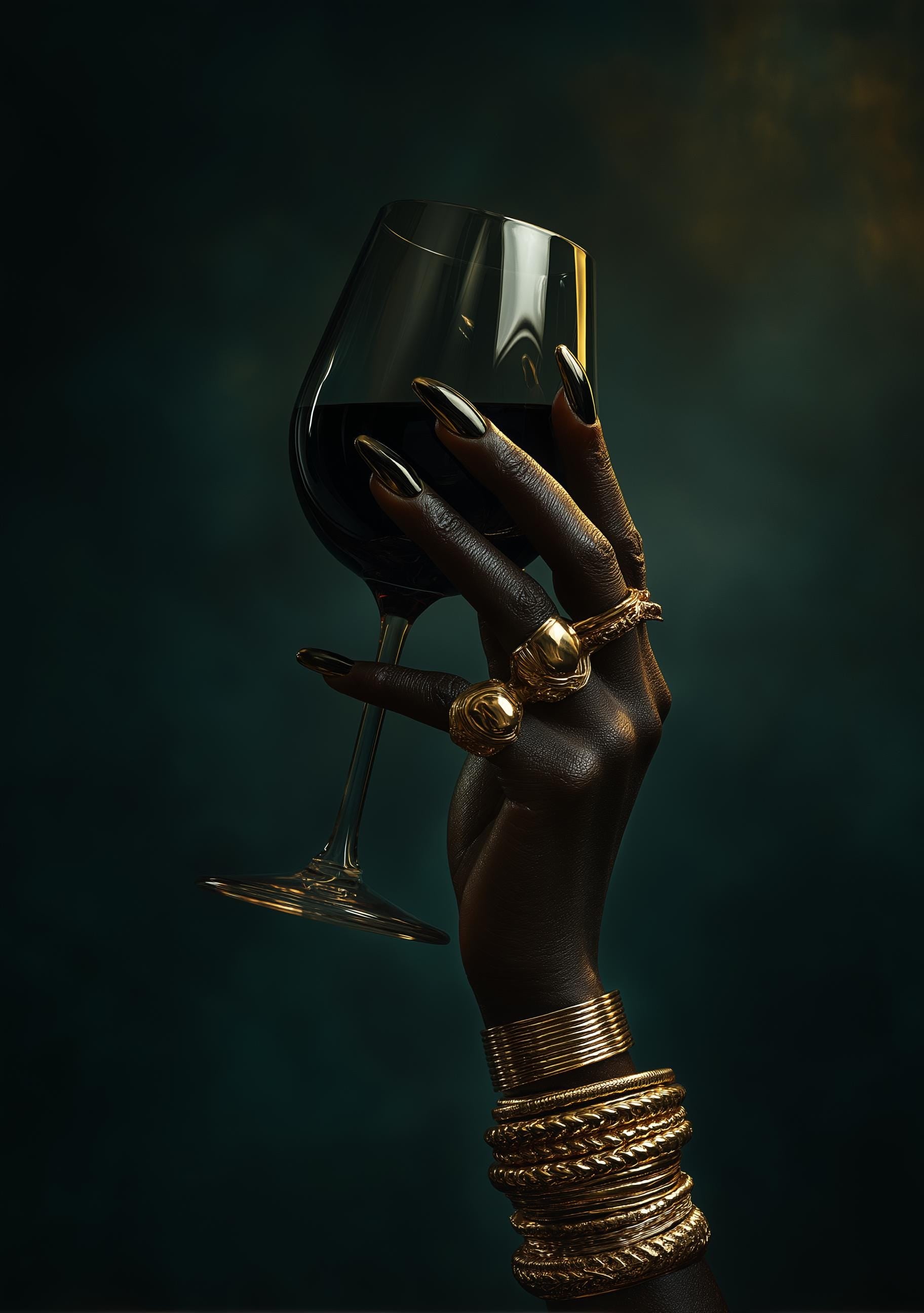 Afrocentric Black Power Still Life with Wine Glass & Gold Jewellery 5