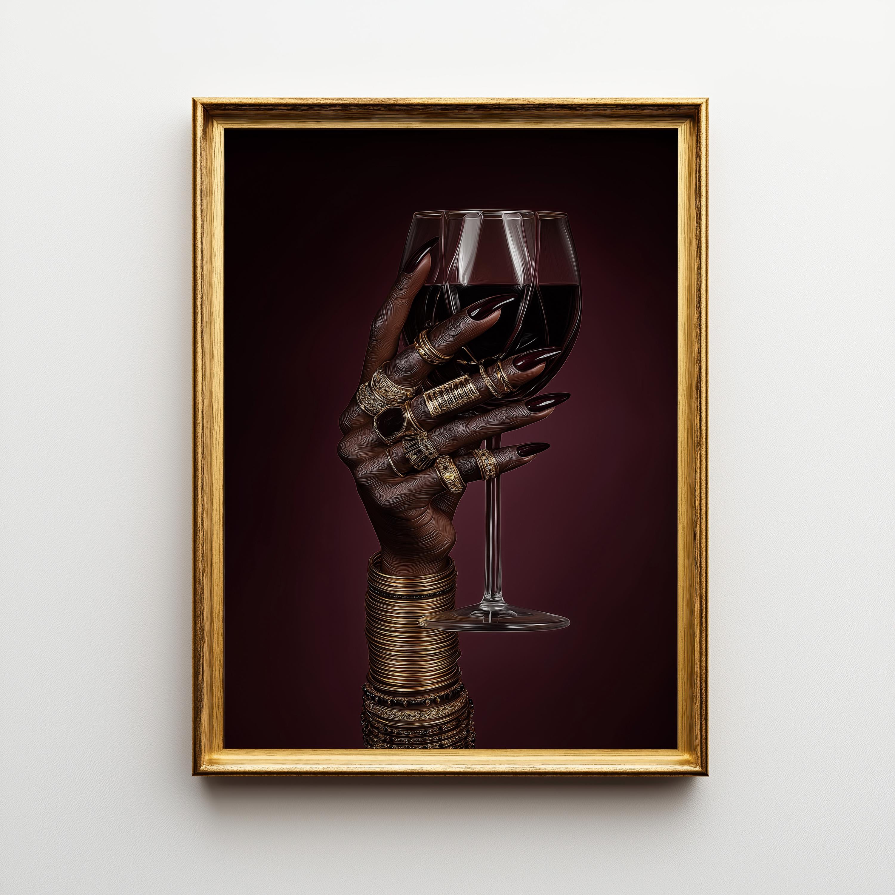 Afrocentric Black Power Still Life with Wine Glass & Gold Jewellery 4