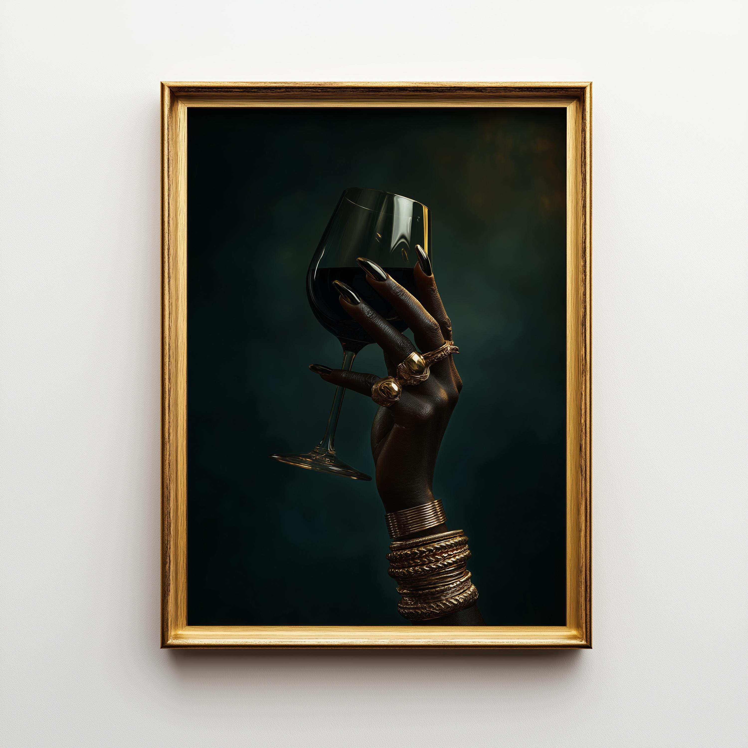 Afrocentric Black Power Still Life with Wine Glass & Gold Jewellery 5
