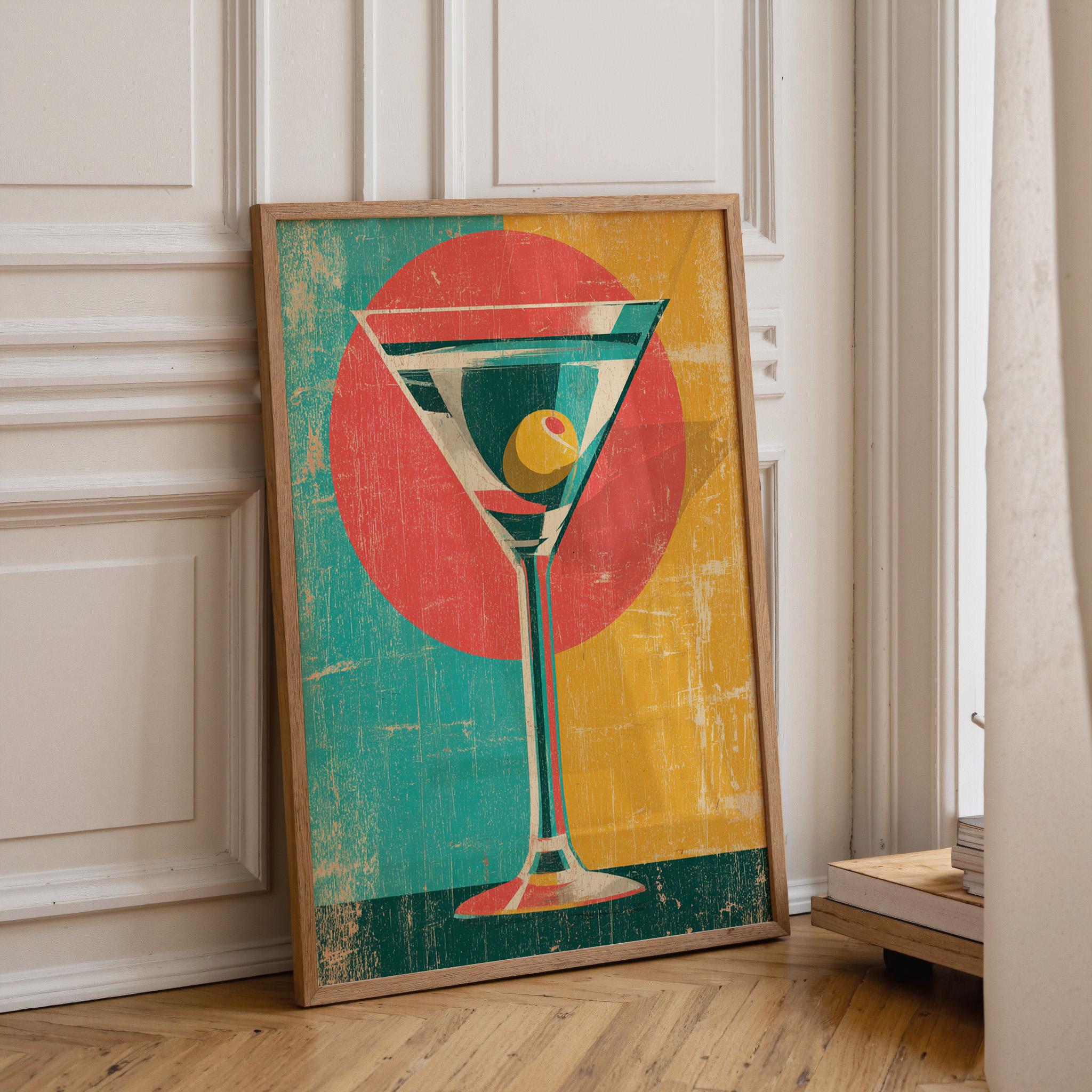 Retro Martini Cocktail Mid Century Modern Print