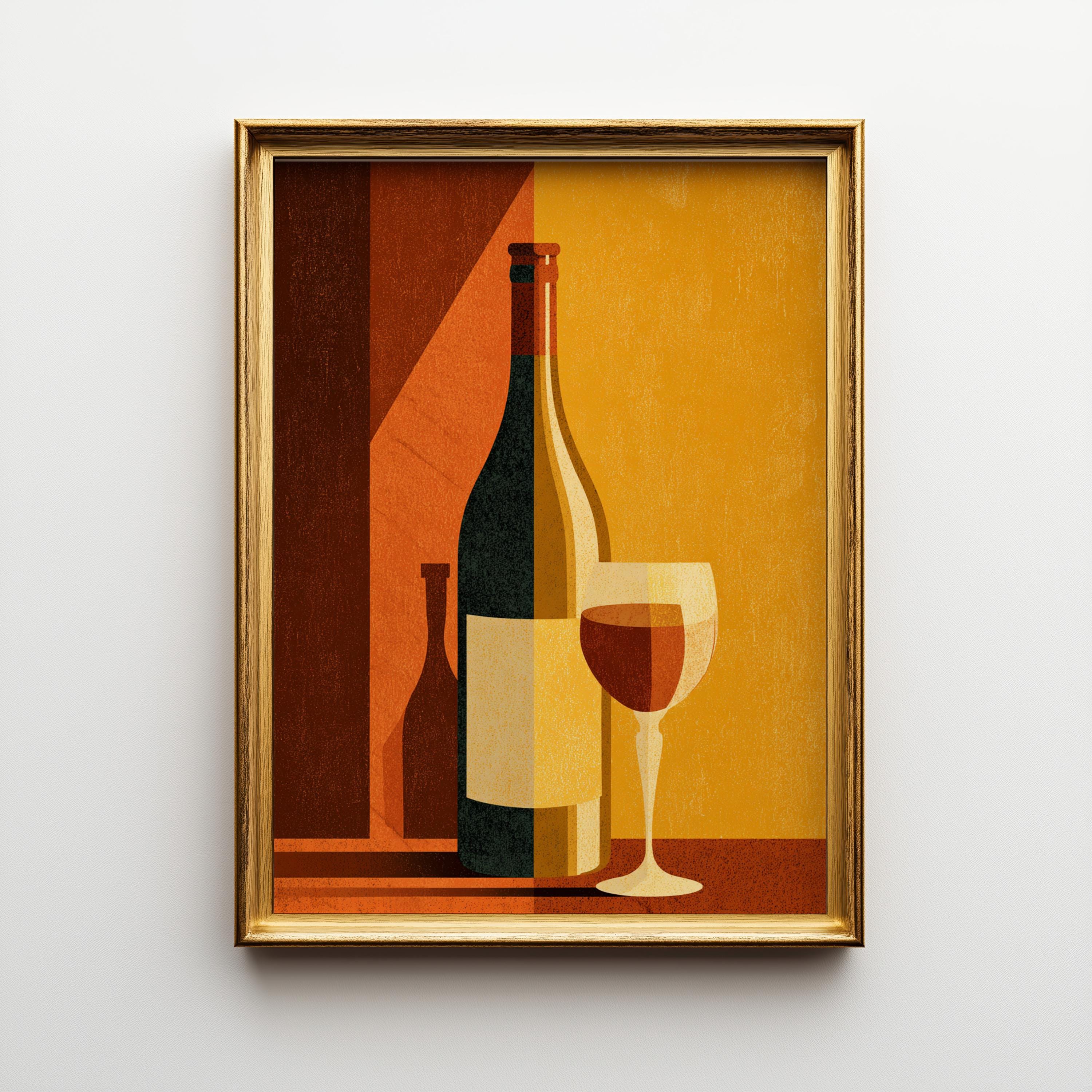 Vintage Retro Mid Century Modern Wine Wall Art 3