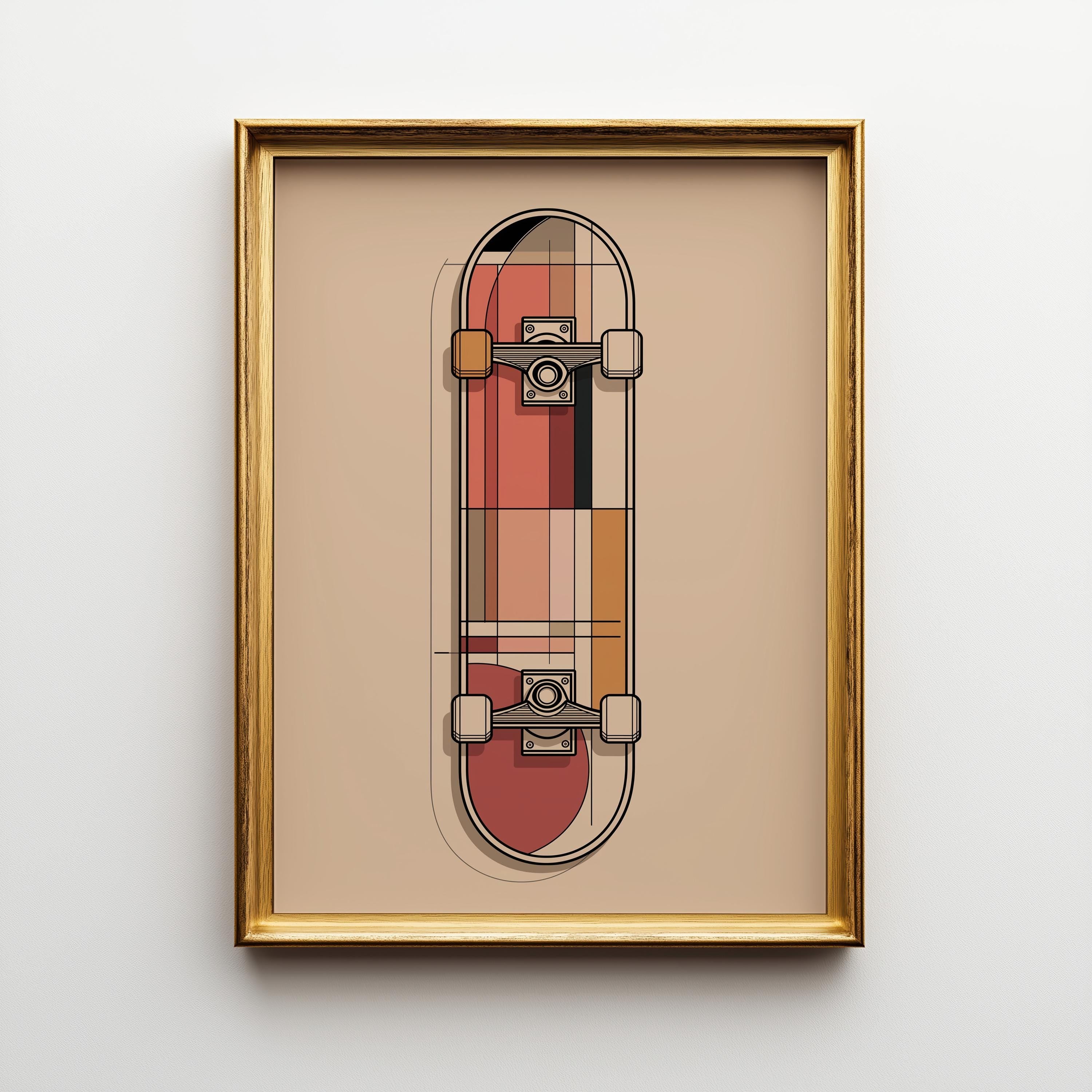 Minimalist Modern Geometric Skateboard Wall Art 2