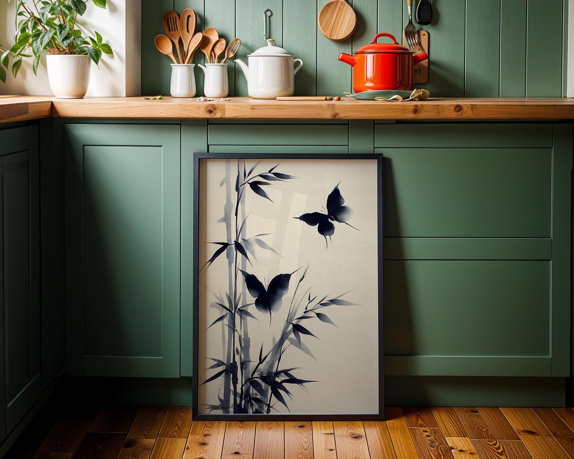 Sumi-e Japanese Butterfly Wall Art