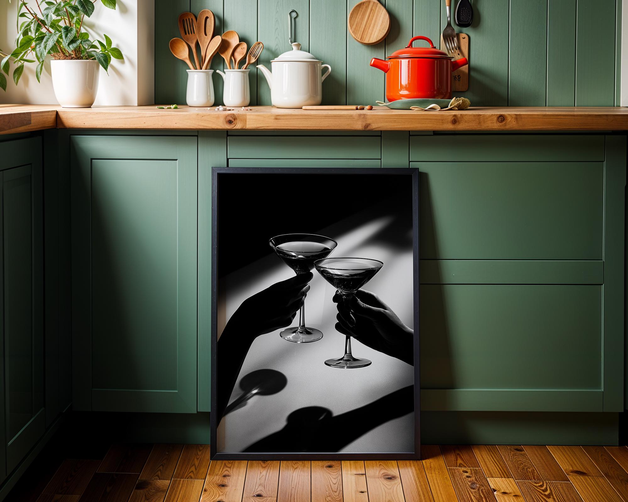 Black and White Martini Toast Photography Print