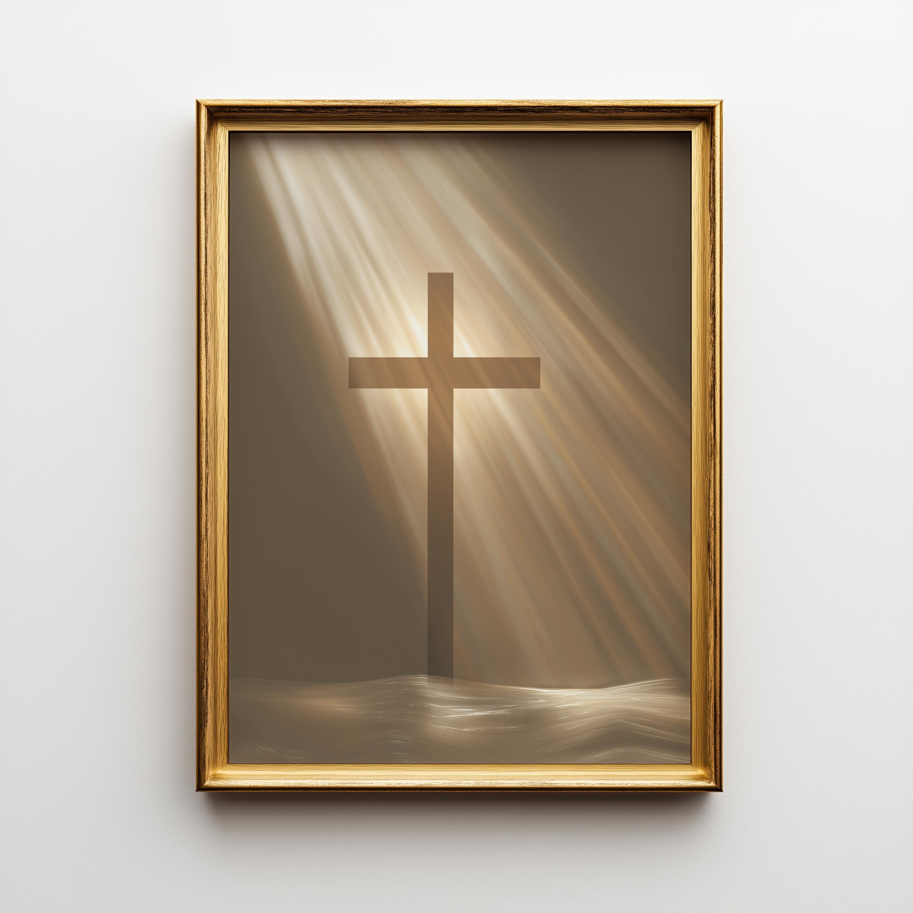 Minimal Cross Christian Faith Neutral Religious Wall Art by The Wall Art Studio
