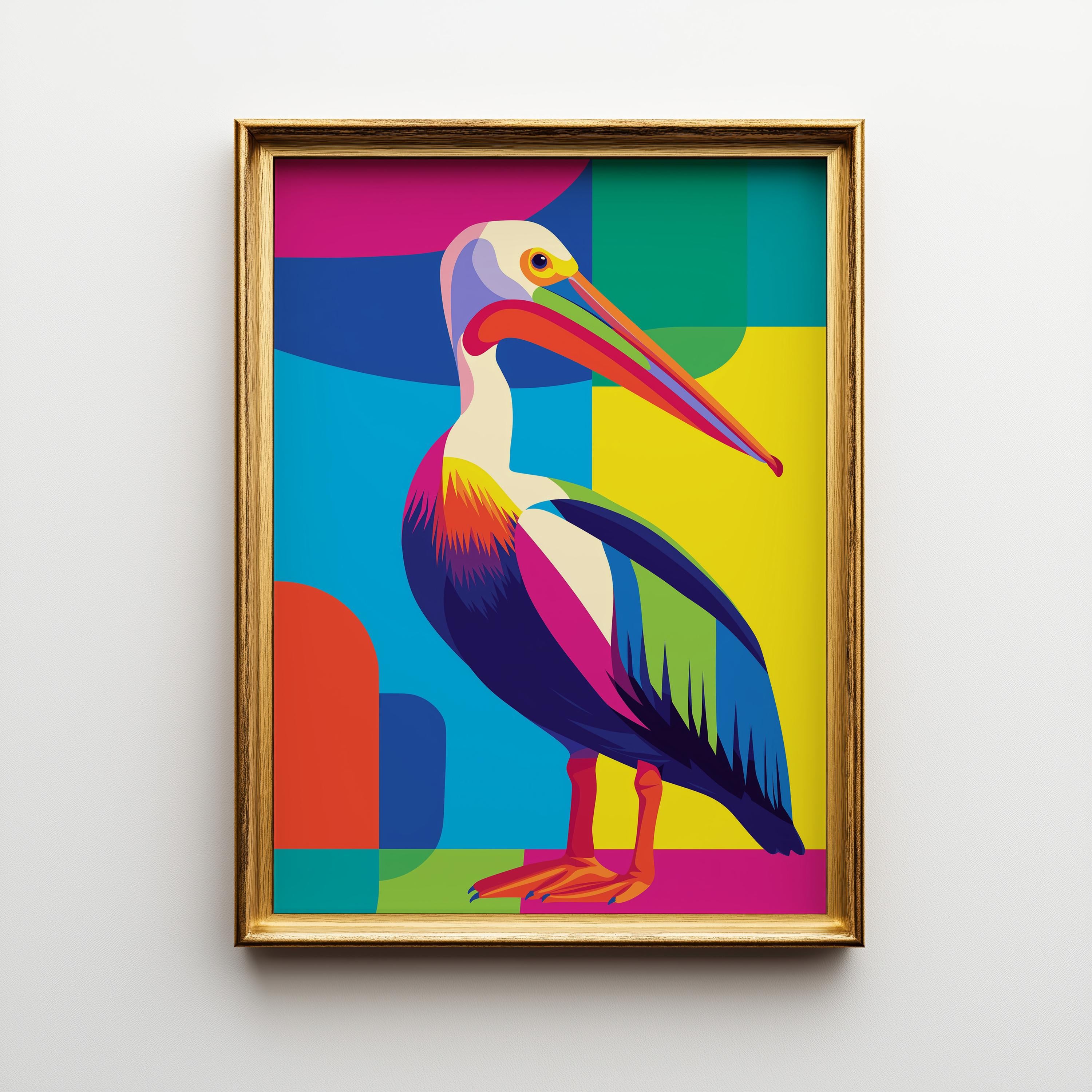 Colorful Abstract Pelican Wall Art