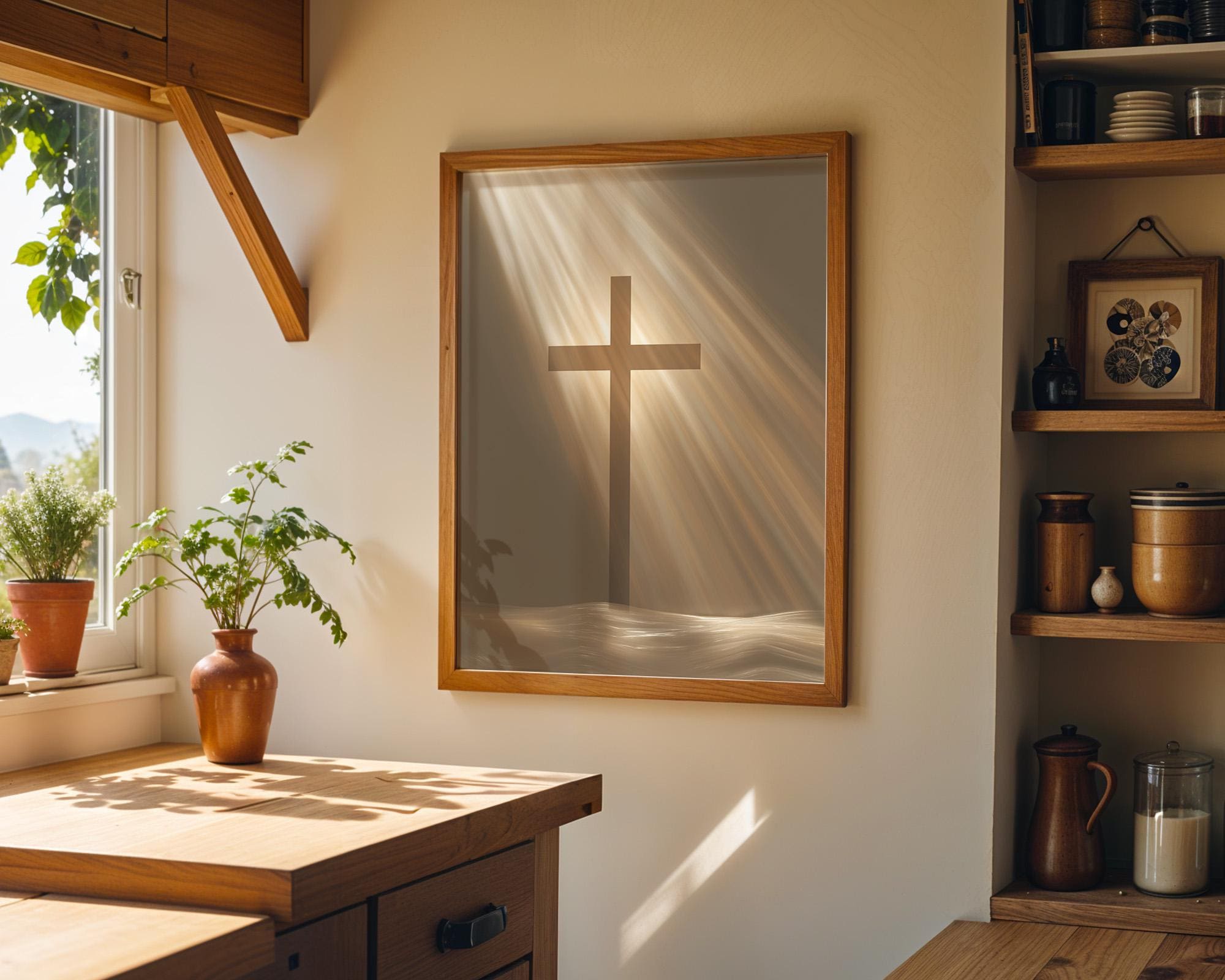 Minimal Cross Christian Faith Neutral Religious Wall Art by The Wall Art Studio