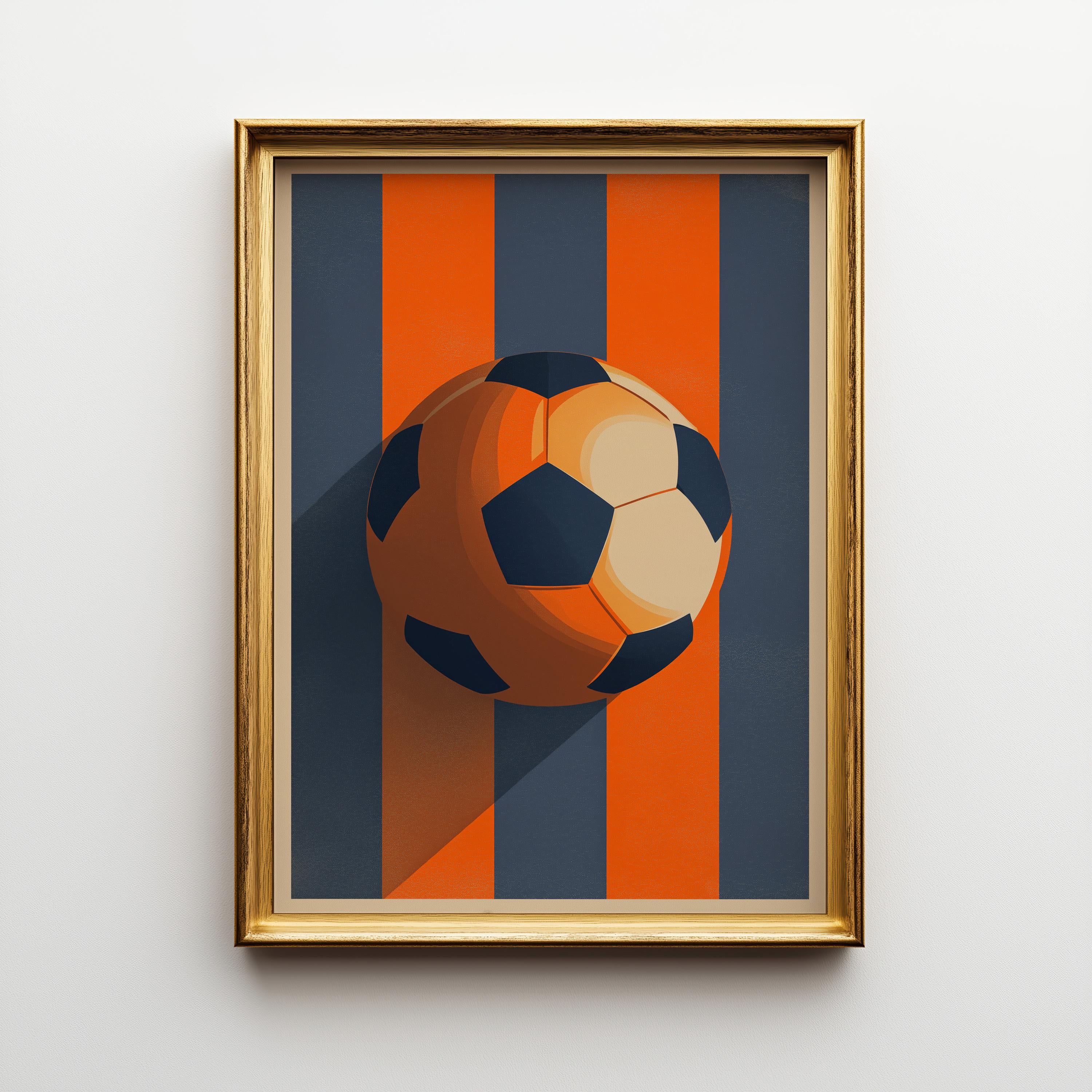 Orange & Navy Stripe Football/Soccer Poster