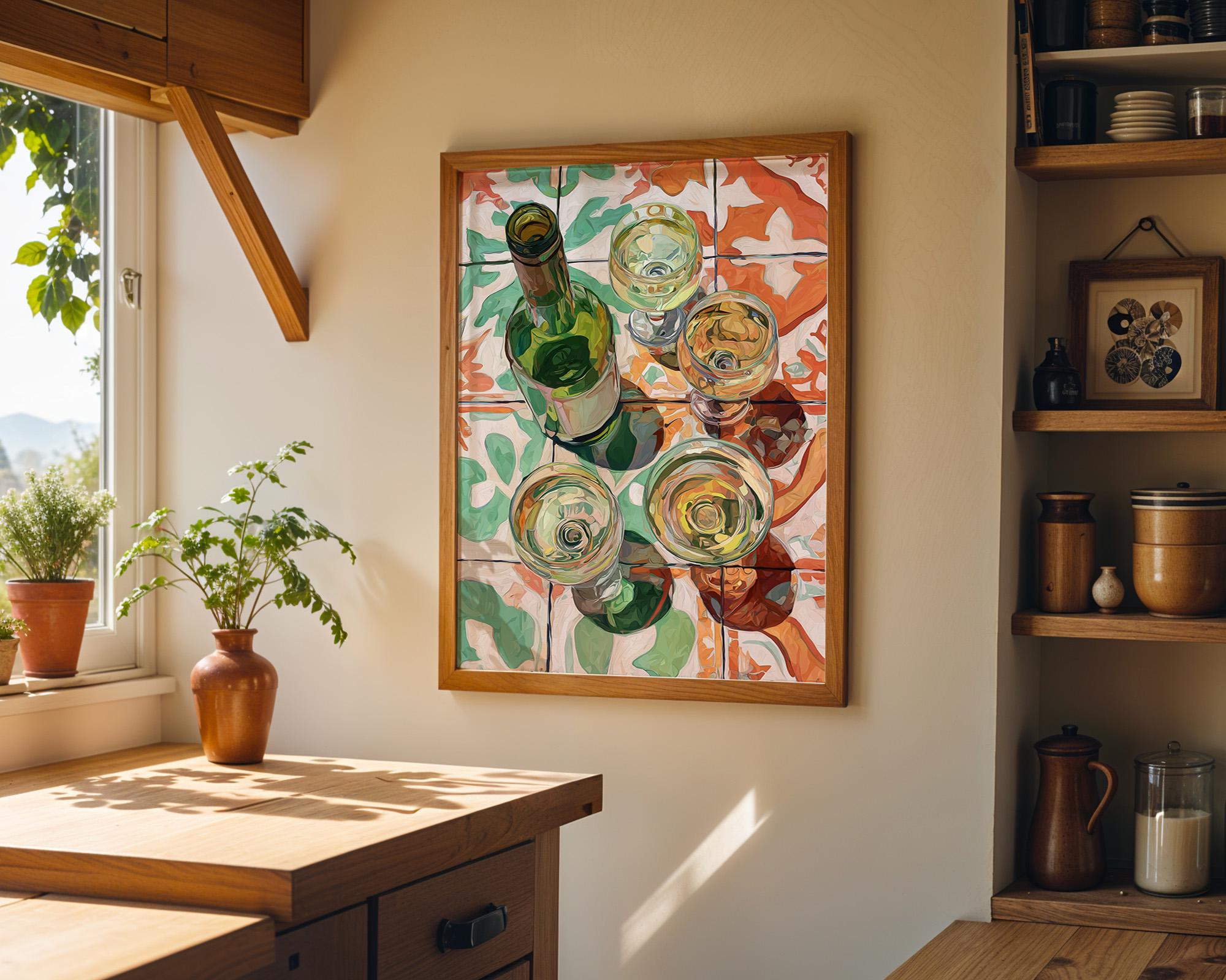Rustic Mediterranean Tile Wine Kitchen Decor