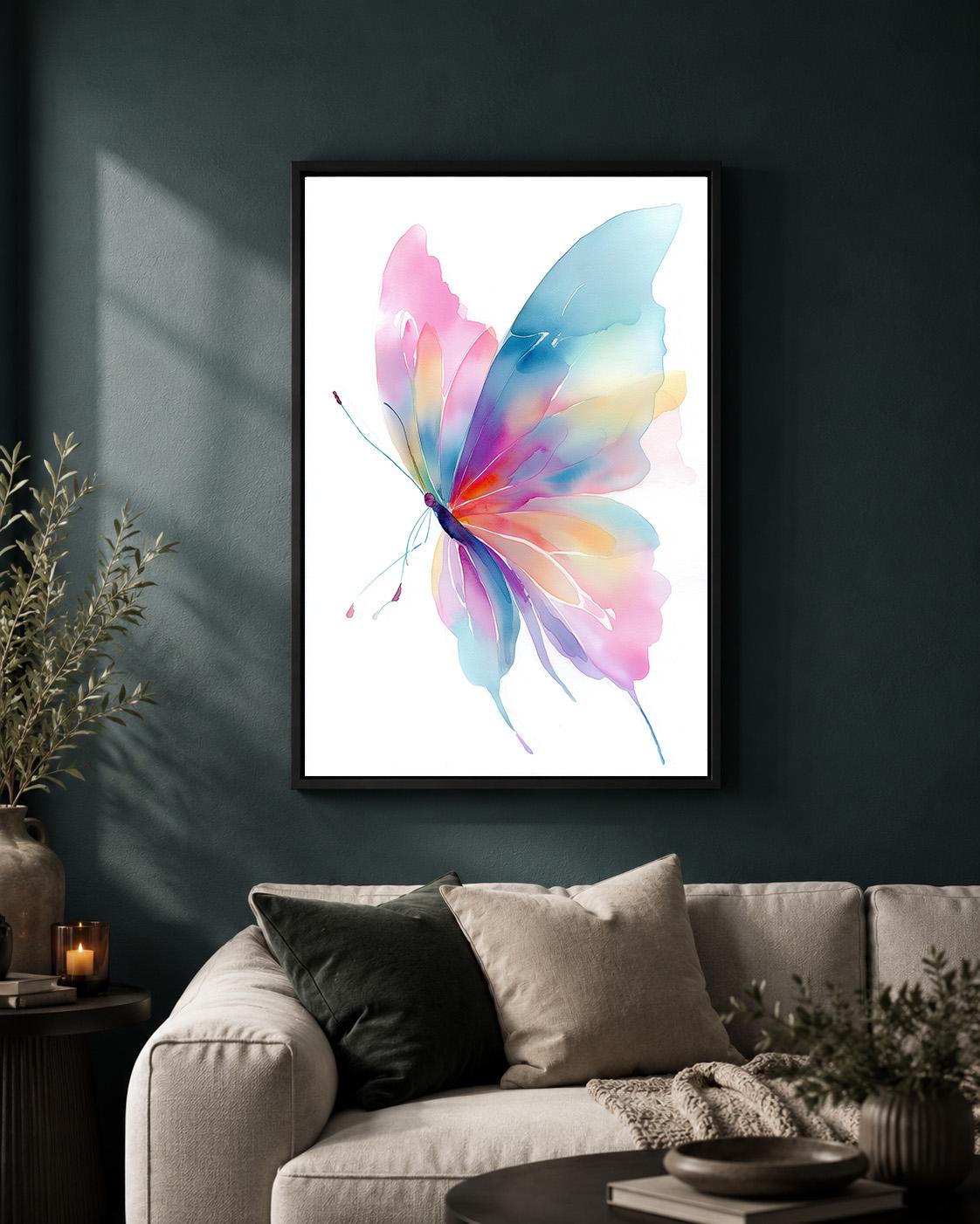 Pastel Watercolor Butterfly Framed Canvas Art