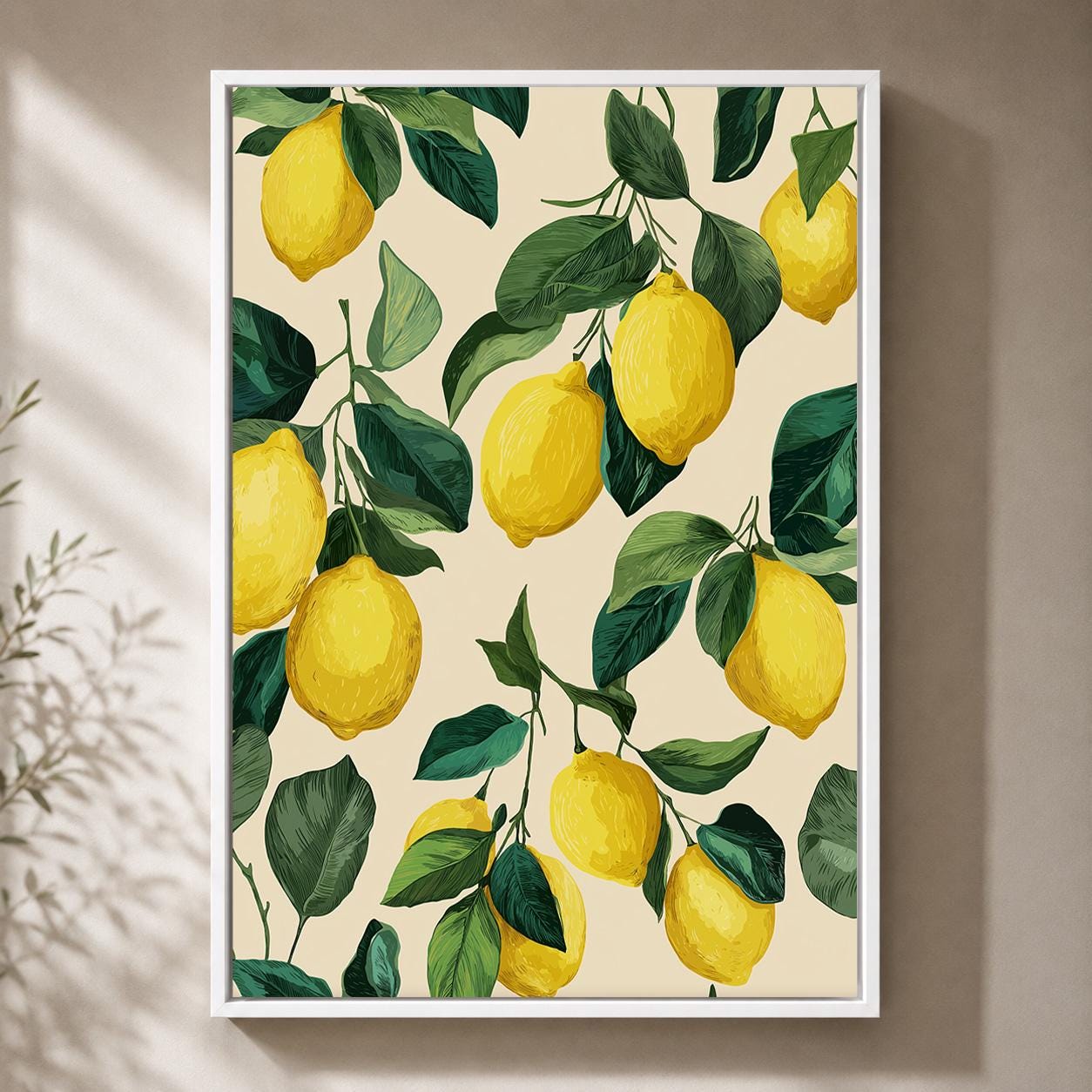 Italian Citrus Lemon Branch Framed Canvas