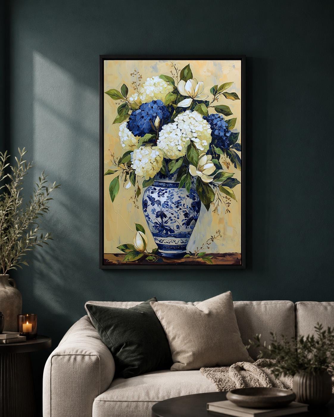 Blue Hydrangea Framed Canvas r