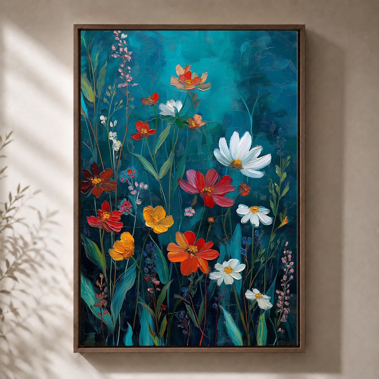Colorful Wildflower Framed Canvas